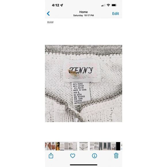 Jenny Vintage floral button down Sweater with pearl buttons cotton / Ramie (gra - Picture 12 of 12